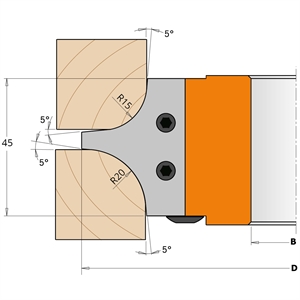 Jeux de couteaux carbure pour porte-outils quart de rond