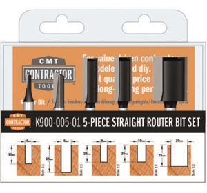 Contractor® 5-piece straight router bit set