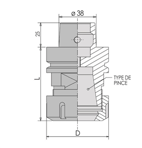 Mandrins à pinces cône HSK-63 E