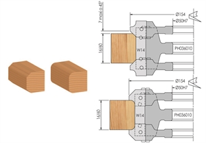 Messerkopf-Set mit Wechselplatten zum Fügen, Abrunden und Anfasen