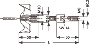 Sistema de perforación 2 de acero al cromo Ø 51-65 mm