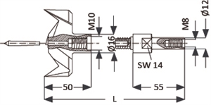 Chrome steel drilling system 2 Ø 51-65 mm