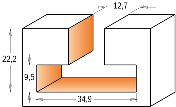 Fraise à rainurer CMT; S=8 mm; D=7 mm - 911.070.11 - fraise droite  plongeante - Fraises pour défonceuse - Forets, burins, buses, fraises