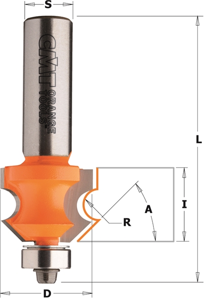 Fraise CMT pour moulure décoratives, queue de 8mm