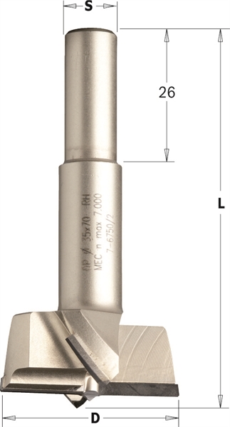 Mèche bois D. 10 x 160/85 mm pour construction d'escaliers - Queue