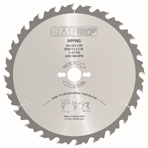 Rip circular saw blades, for portable machines