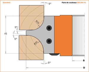 Porte-outils pour quart de rond