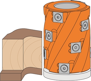 Planing and jointing spiral cutter heads