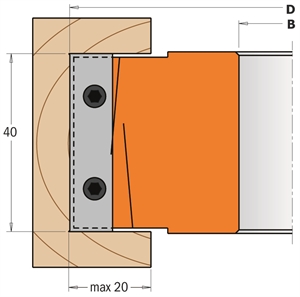 Porte-outils à feuillurer et pour profils de 40mm (1-37/64\