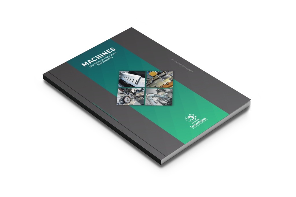 Forézienne Technologies professional catalogue dedicated to high-performance grinding machines and equipment, with a grey and green cover and industrial photos.