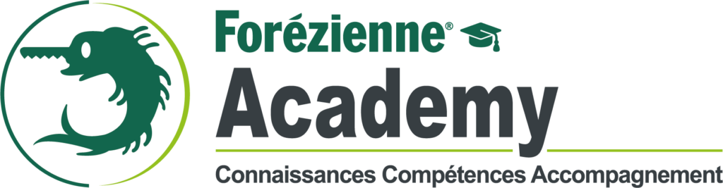 Forézienne Academy's official logo, accompanied by the words "Connaissances, Compétences, Accompagnement".