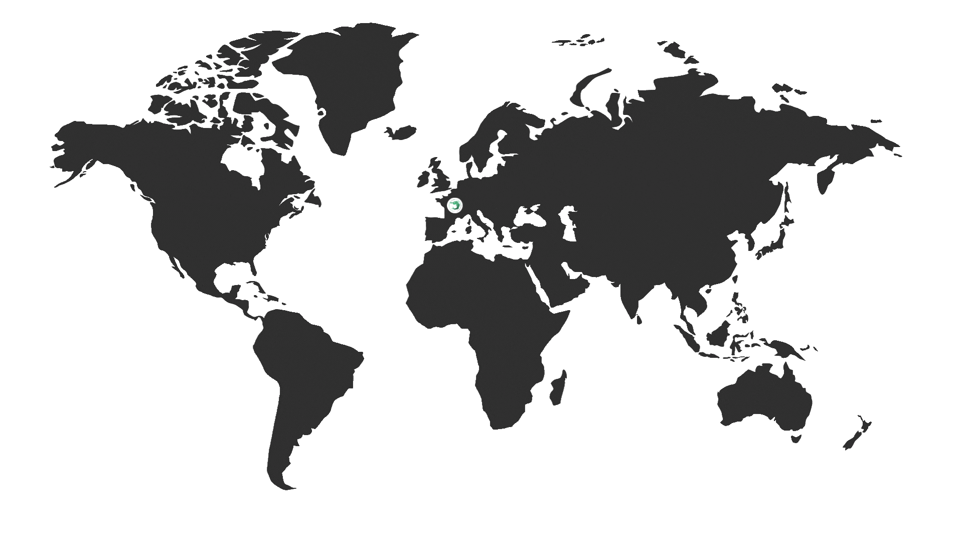 Animated world map with landmark locating Forézienne MFLS in France