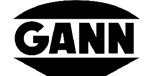 Black and white GANN logo with stylised oval shape