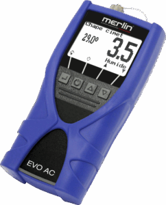 Merlin EVO AC portable electronic moisture meter for measuring the moisture content of screeds and building materials.
