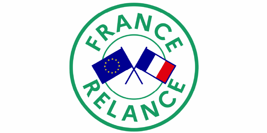 France Relance logo with crossed flags of the European Union and France