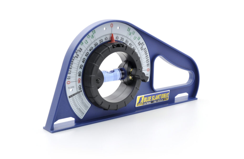 Shinwa Blue Slant protractor and spirit level for precise measurement of inclines and angles