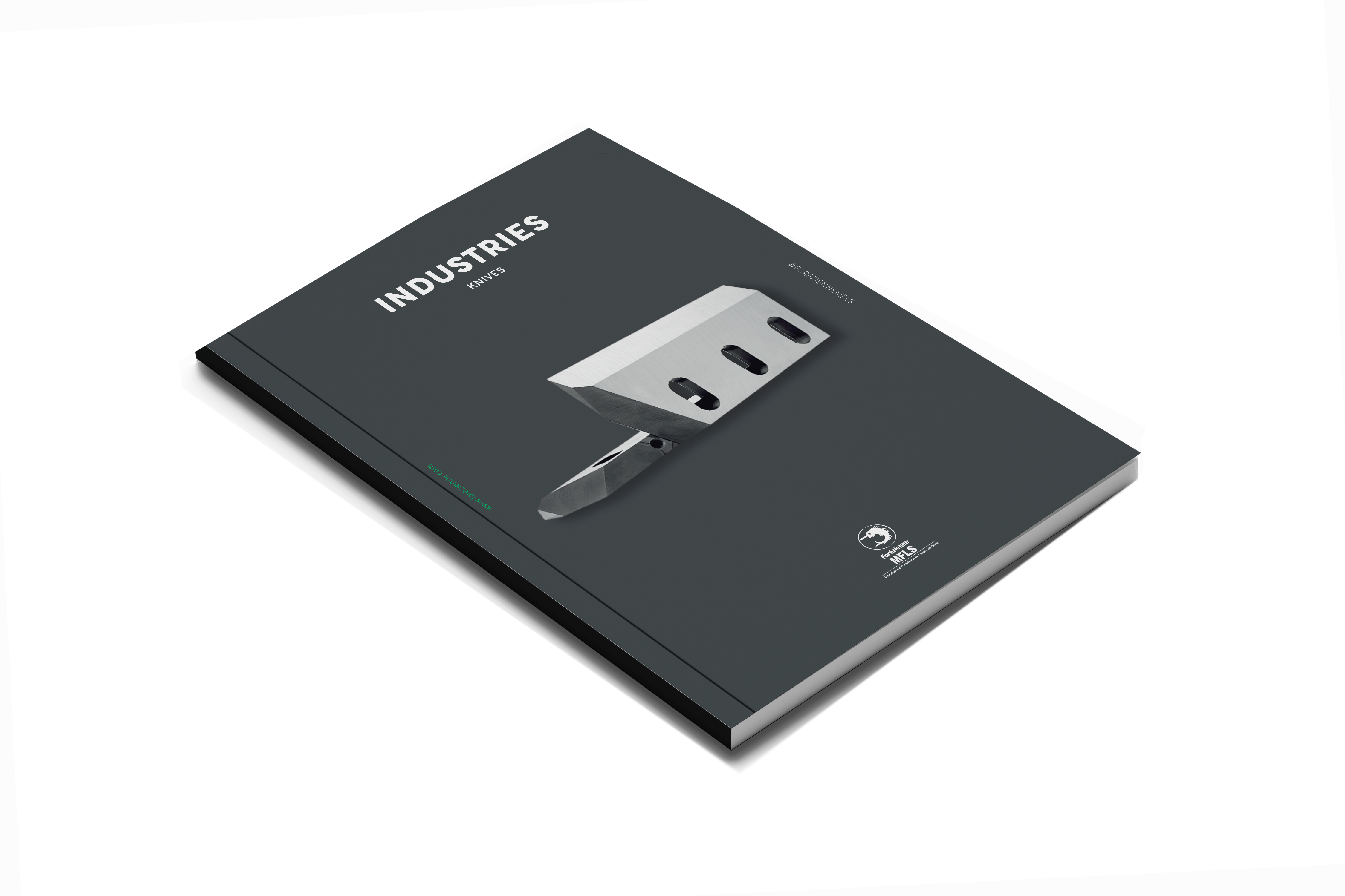 Catalogue professionnel Forézienne MFLS dédié aux fers industriels, avec une couverture sombre mettant en avant un outil de coupe en métal.